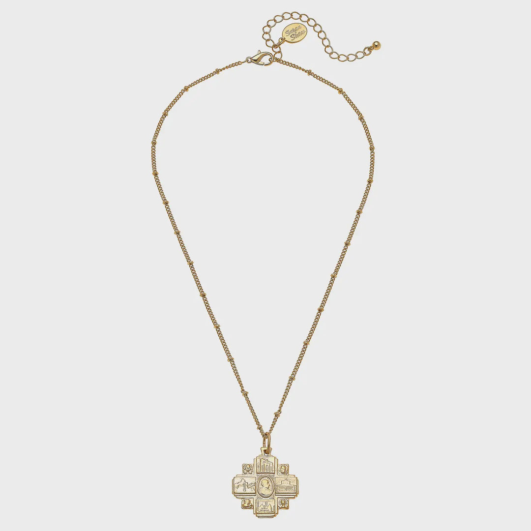 Susan Shaw Handcast Gold Religious Medal Necklace