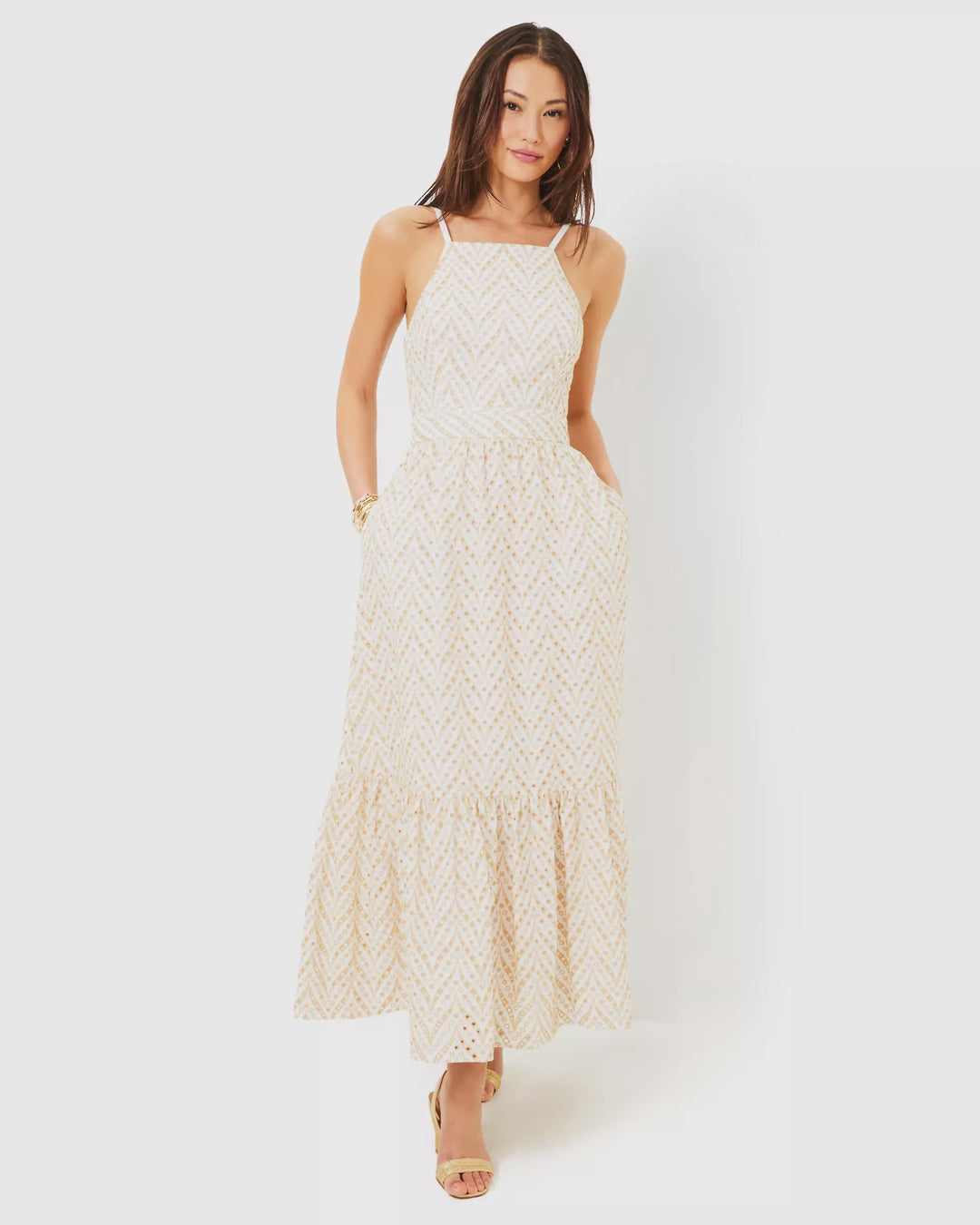 Lilly Pulitzer Charlese Eyelet Halter Maxi Dress