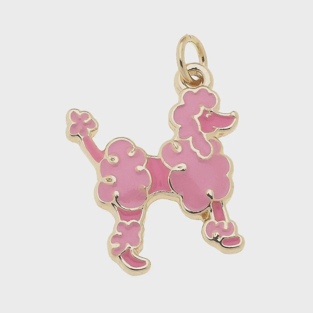 Canvas Enamel Poodle Charm in Pink