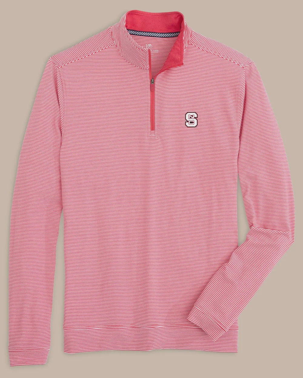 Southern Tide NC State Wolfpack Cruiser Micro-Stripe Heather Quarter Zip