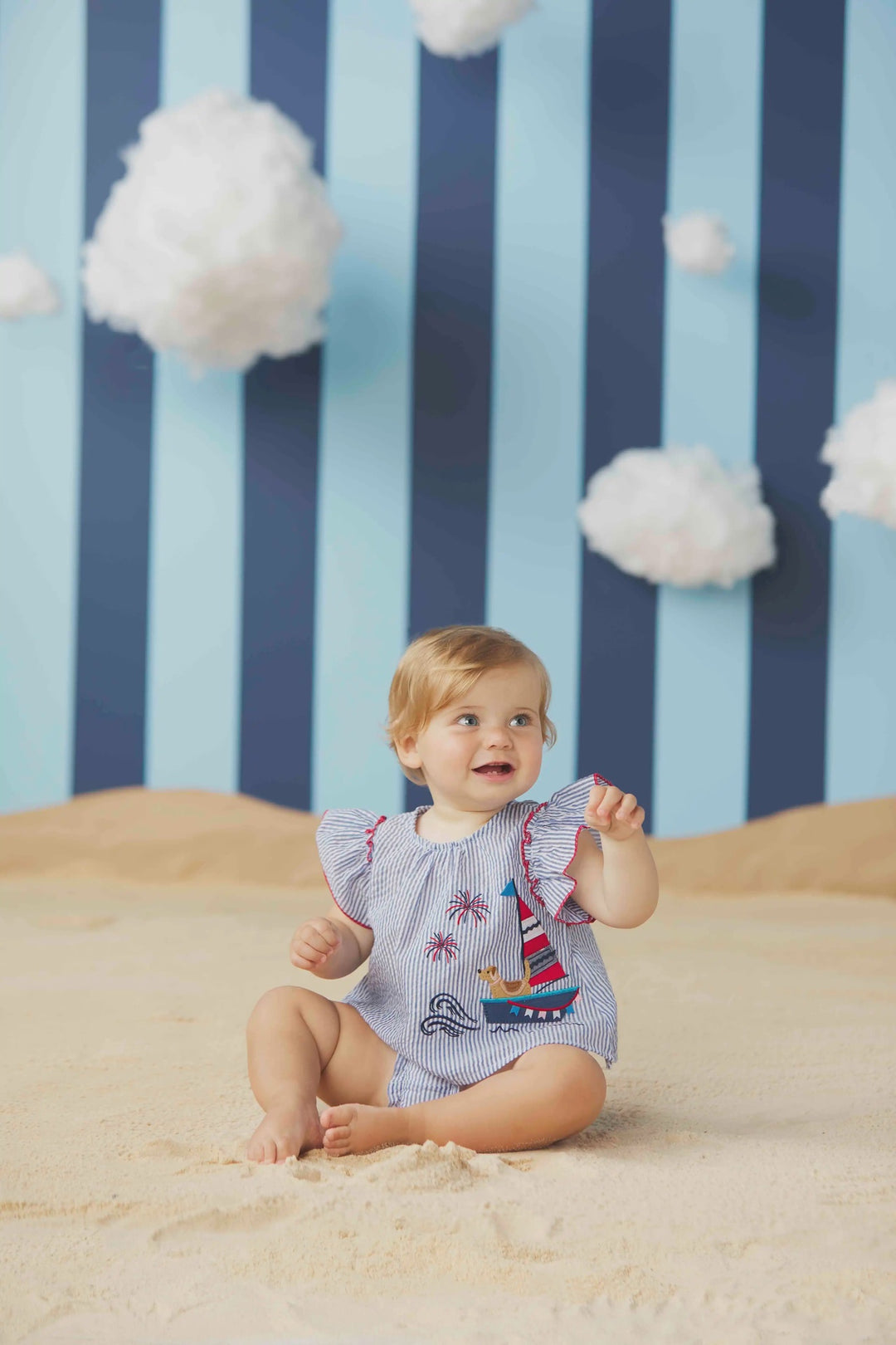 Mud Pie Sailboat Puppy Pinafore Set