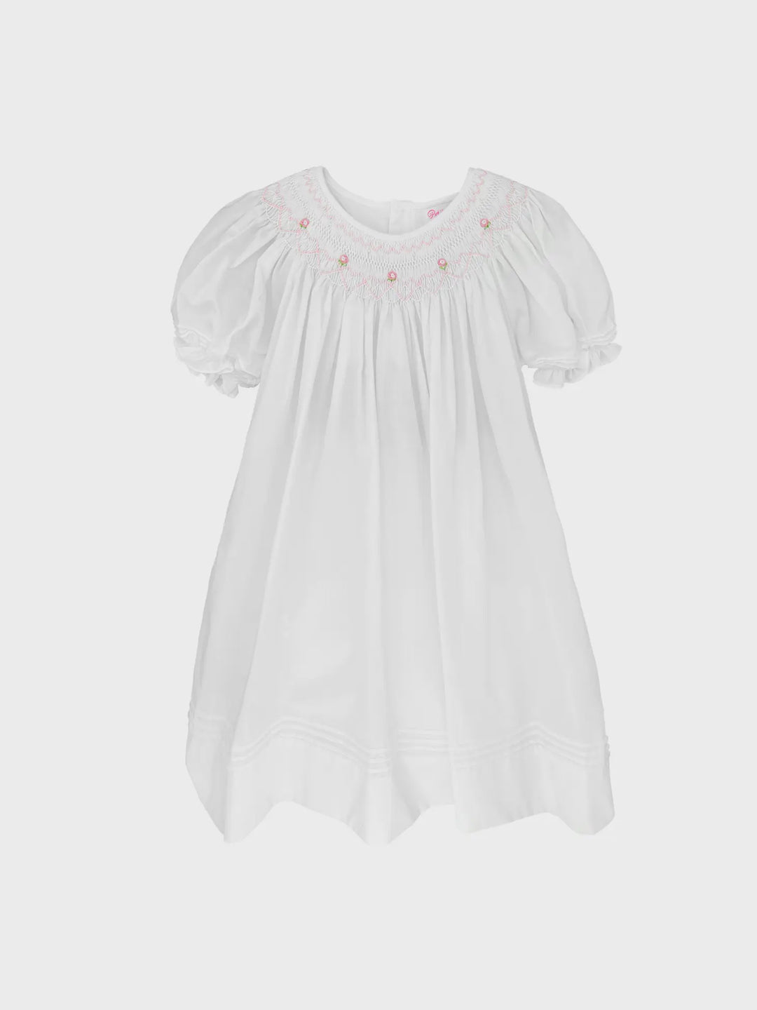 Girls Daygown with Heart Smocking and Pearls