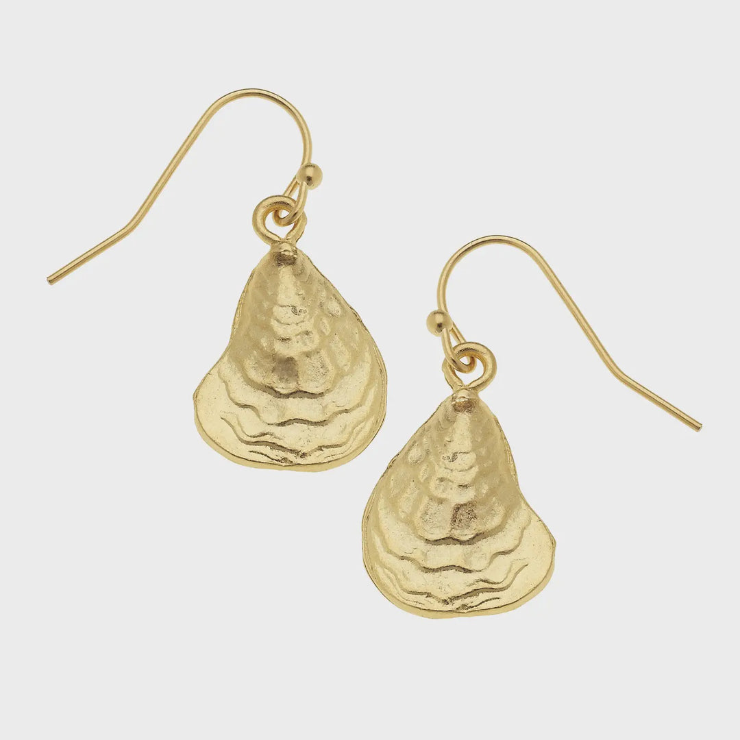 Susan Shaw Gold Oyster Shell Earrings