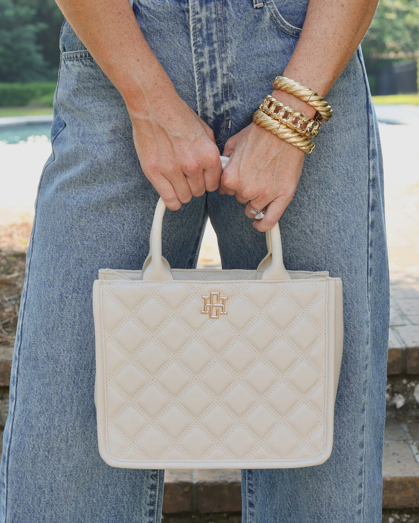 Caroline Hill Ricky Mini Tote Cream Quilted DQ