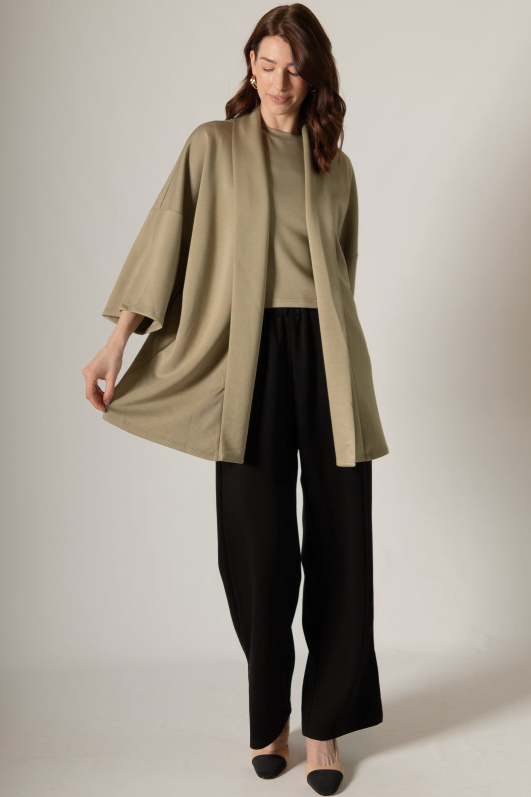 Light Olive Open Front Butter Modal Cardigan