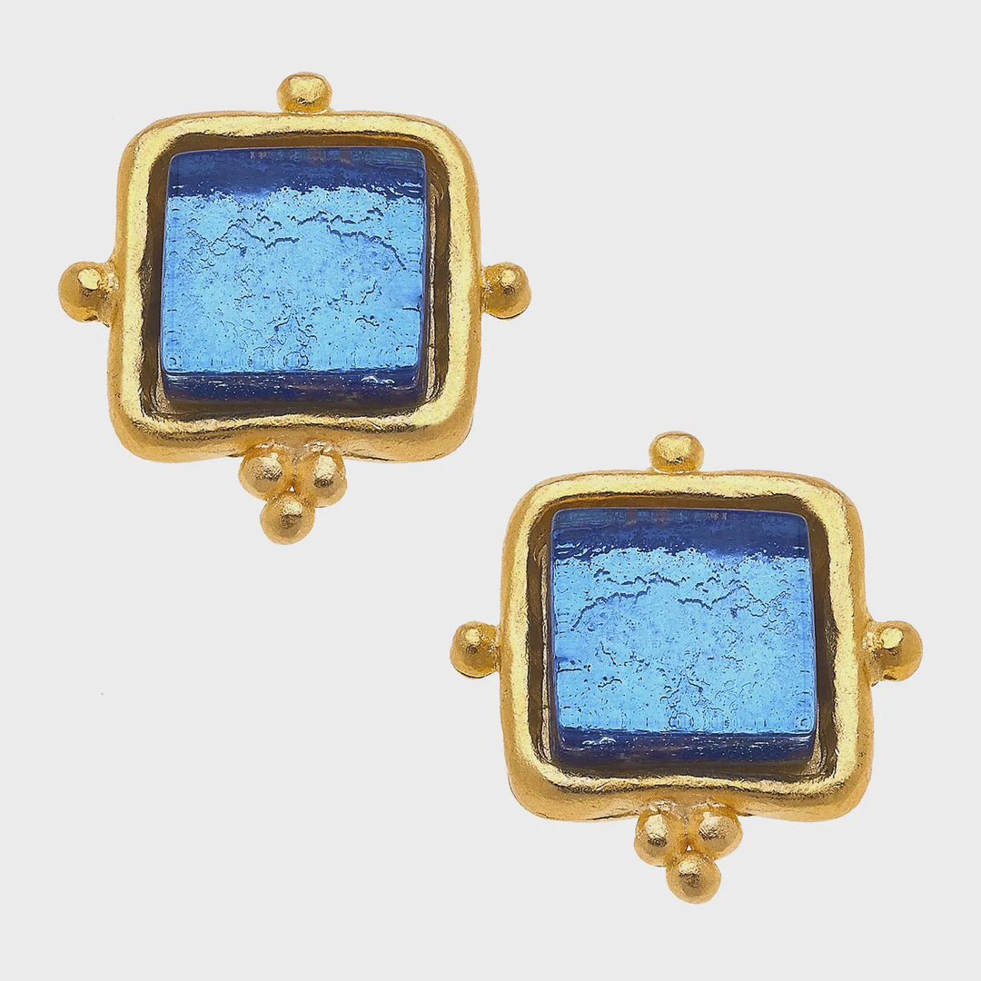 Susan Shaw Madeline Blue French Glass Studs