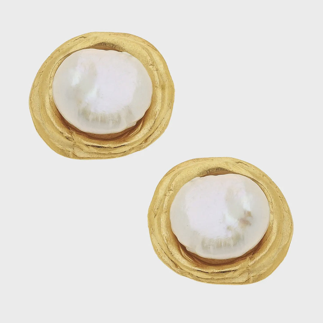 Susan Shaw Gold Pearl Pierced Earrings