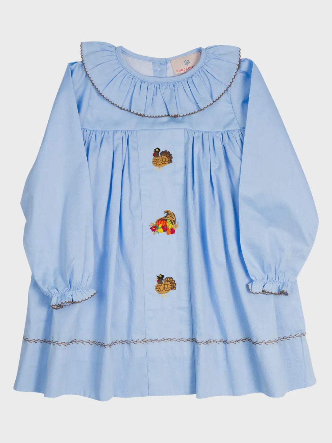 Smockingbird Light Blue Hand Embroidered Turkey Dress