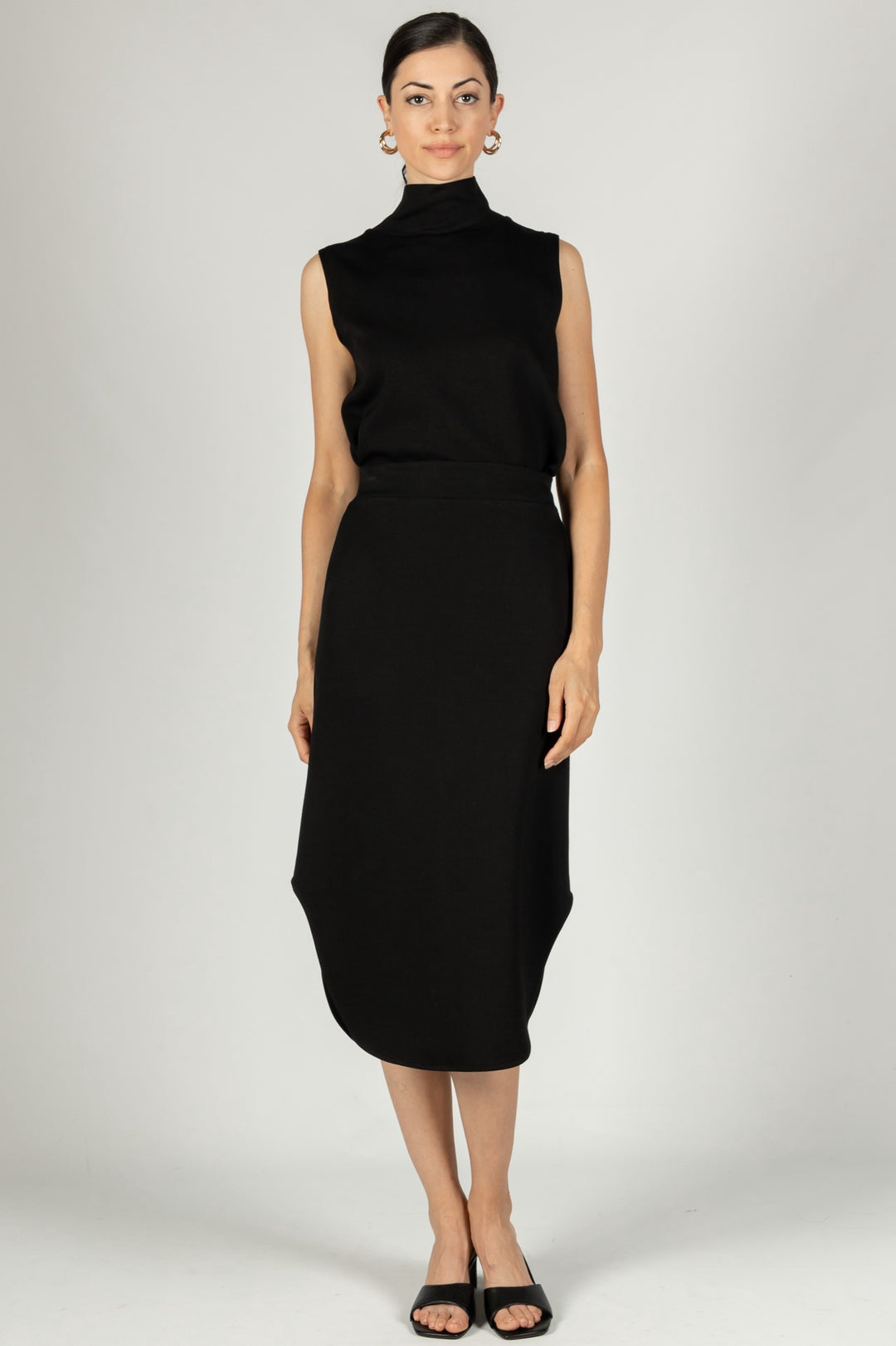 Black Butter Modal Midi Skirt