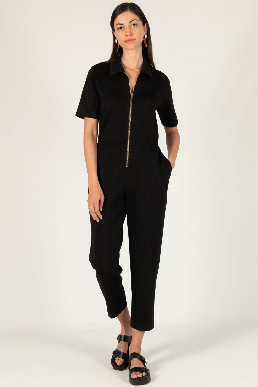Black Butter Modal Zip Up Jumpsuit