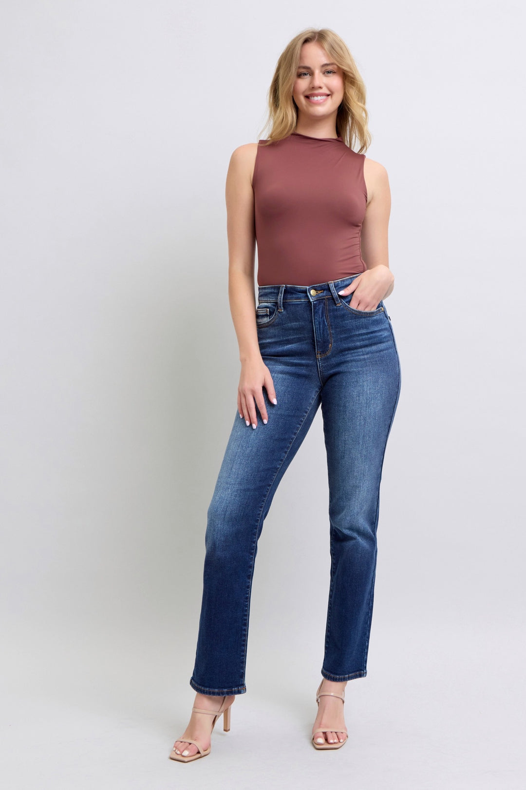 Judy Blue Vintage Wash Thermal Straight Jeans