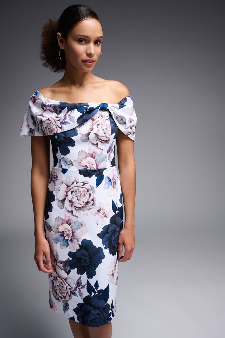 Joseph Ribkoff Floral Print Scuba Crepe Sheath Dress