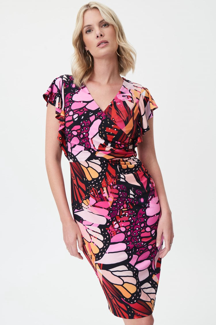 Joseph Ribkoff Printed Butterfly Sleeve Dress