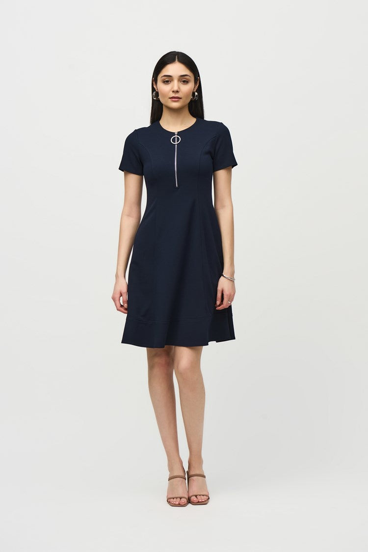Joseph Ribkoff Scuba Crepe Fit and Flare Dress-Midnight Blue