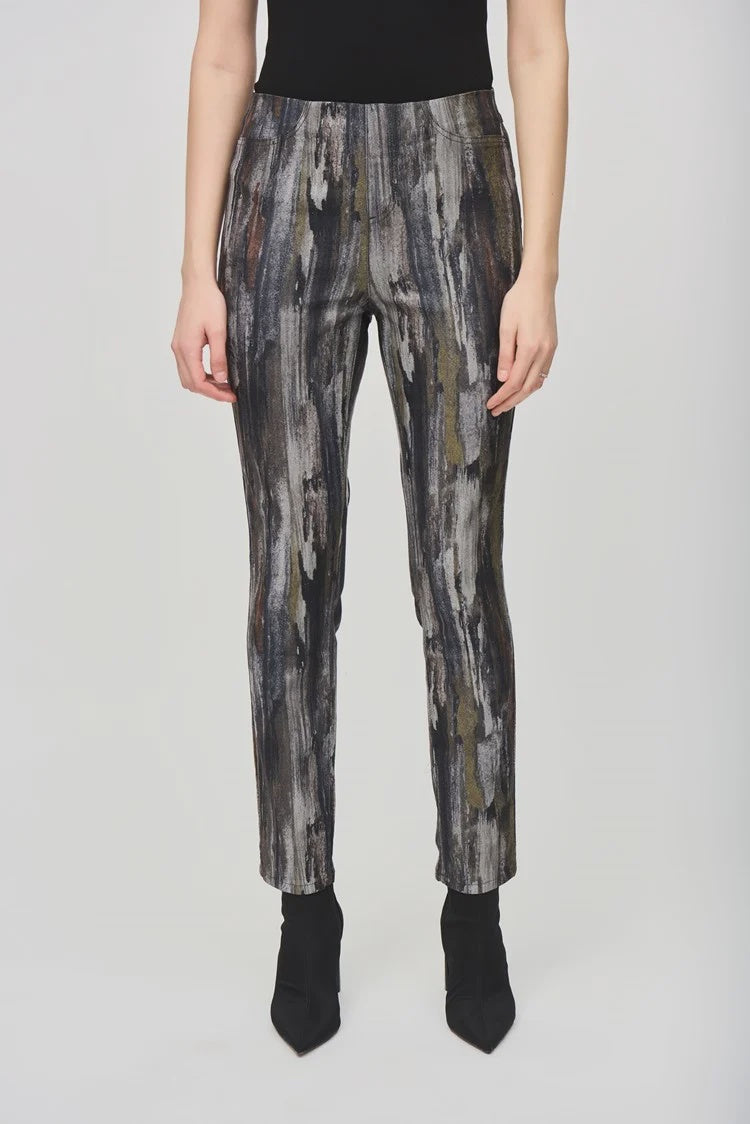Joseph Ribkoff Multi Abstract Print Classic Slim Denim Pants