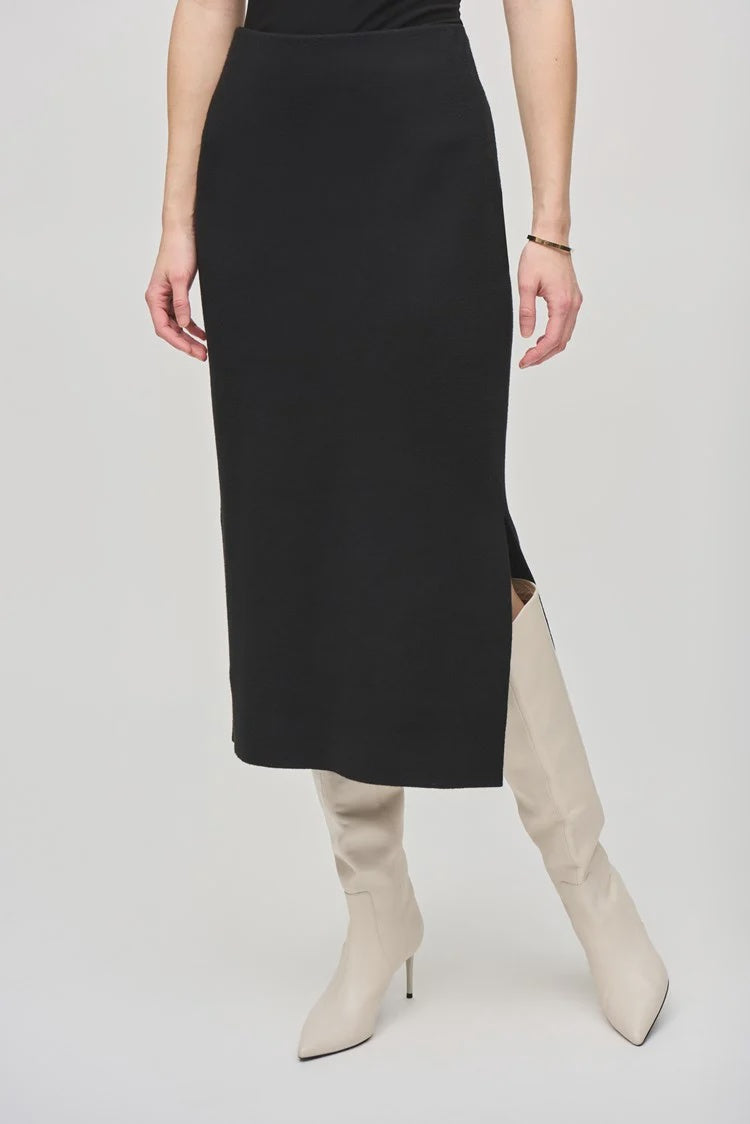 Joseph Ribkoff Black  Sweater Knit Midi Skirt