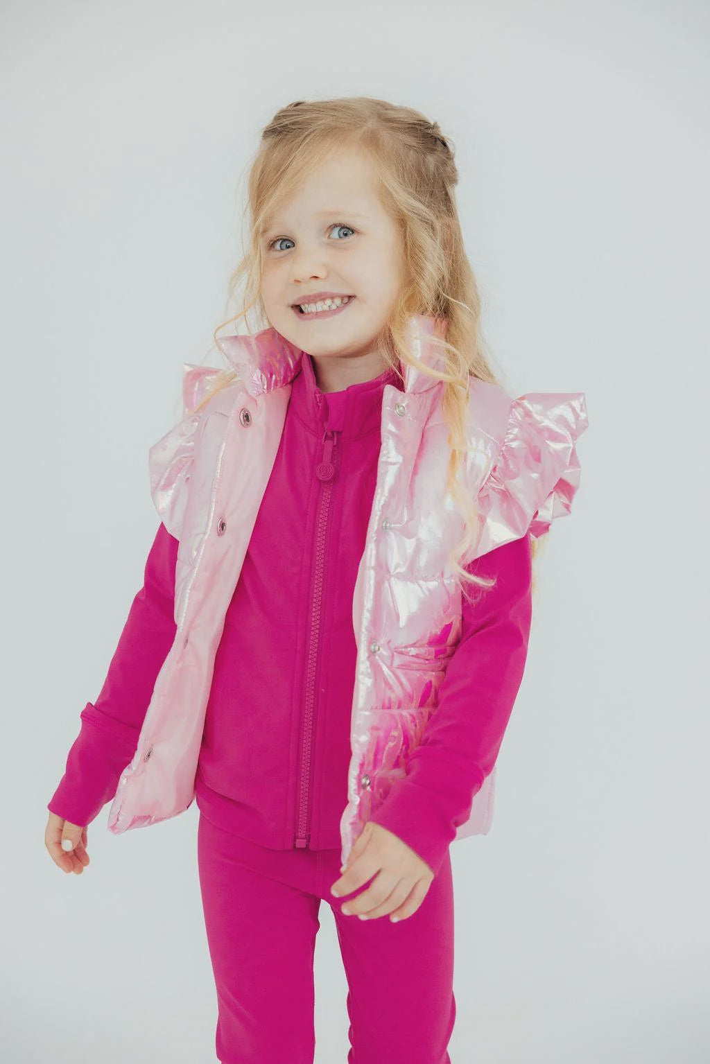 Mila and Rose Pink Iridescent Puffer Vest