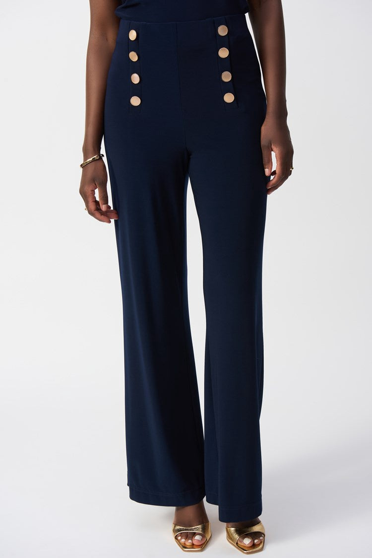 Joseph Ribkoff Silky Knit Wide-Leg Pull-On Pants Midnight Blue