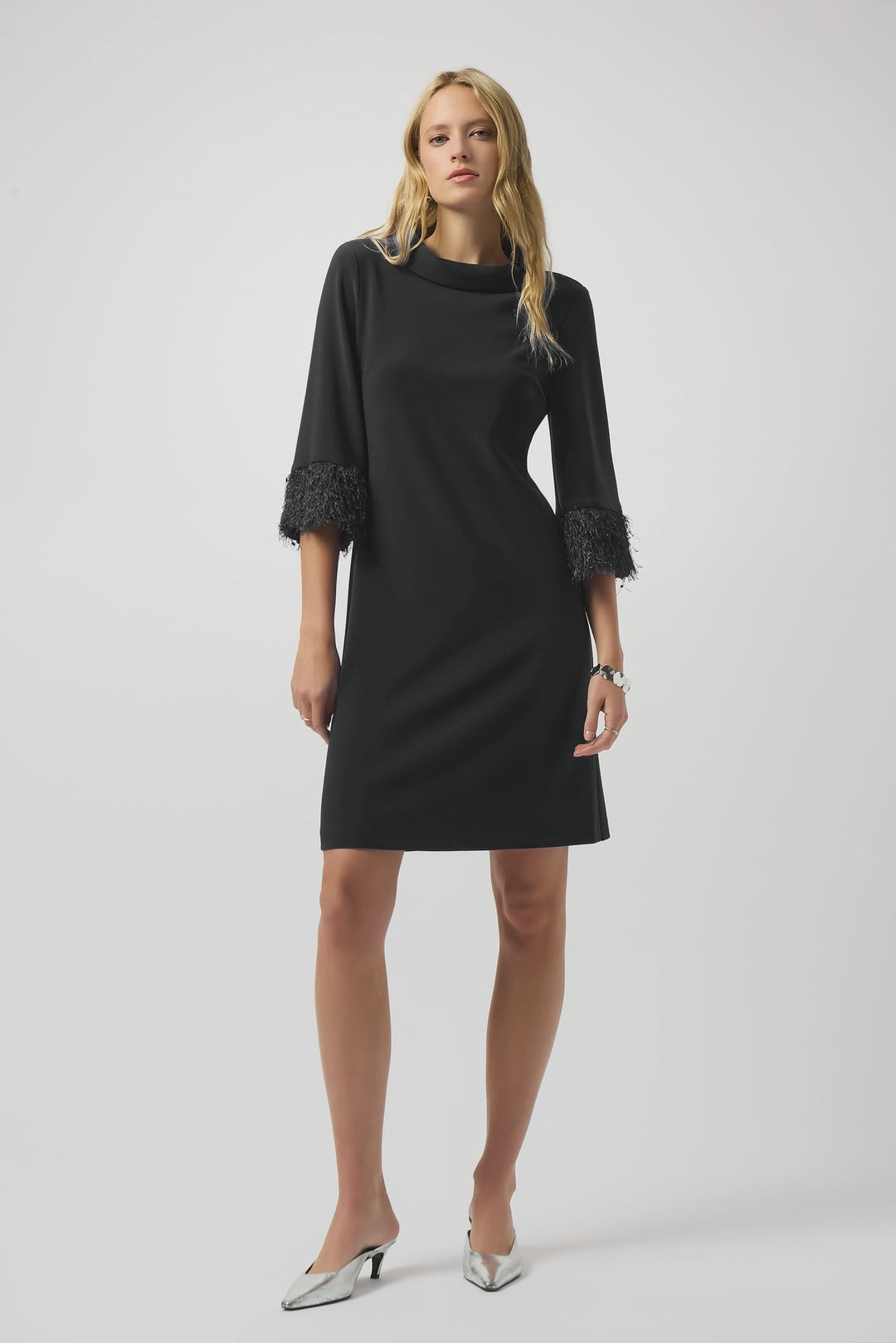 Joseph Ribkoff Silky Knit & Novelty A-Line Dress- Black