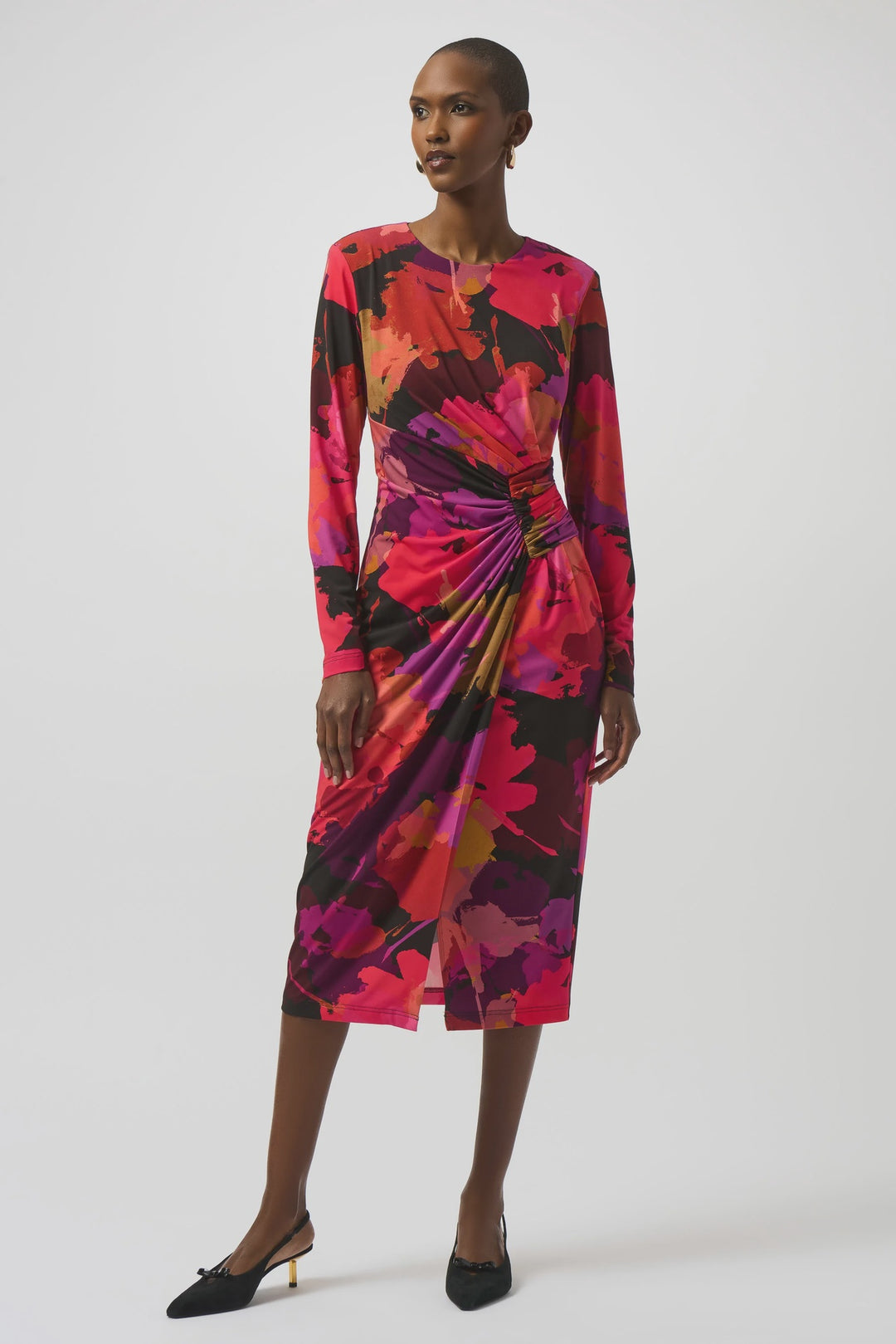 Joseph Ribkoff Black/Multi Silky Knit Floral Print Sheath Dress