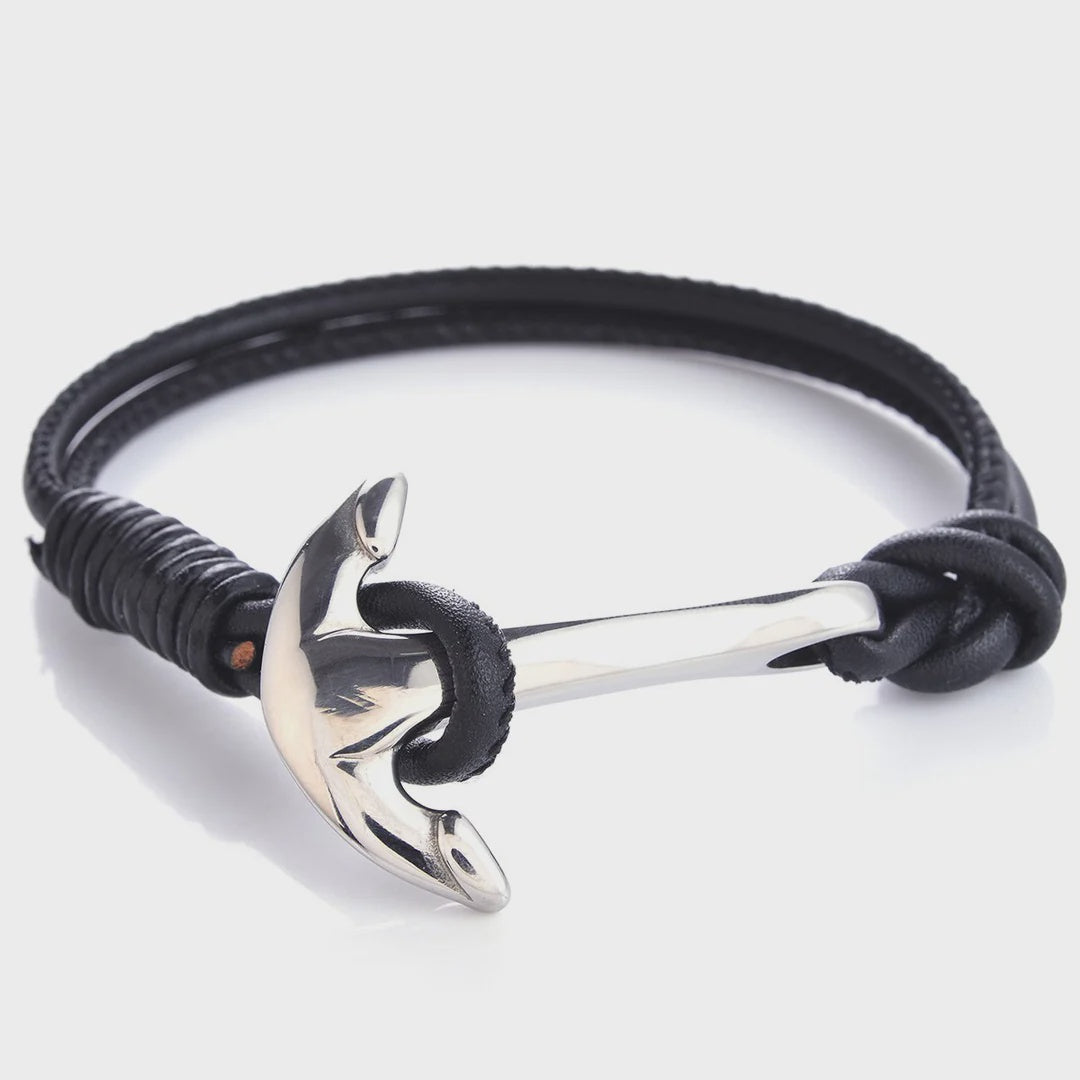 Mad Man Anchored Leather Bracelet