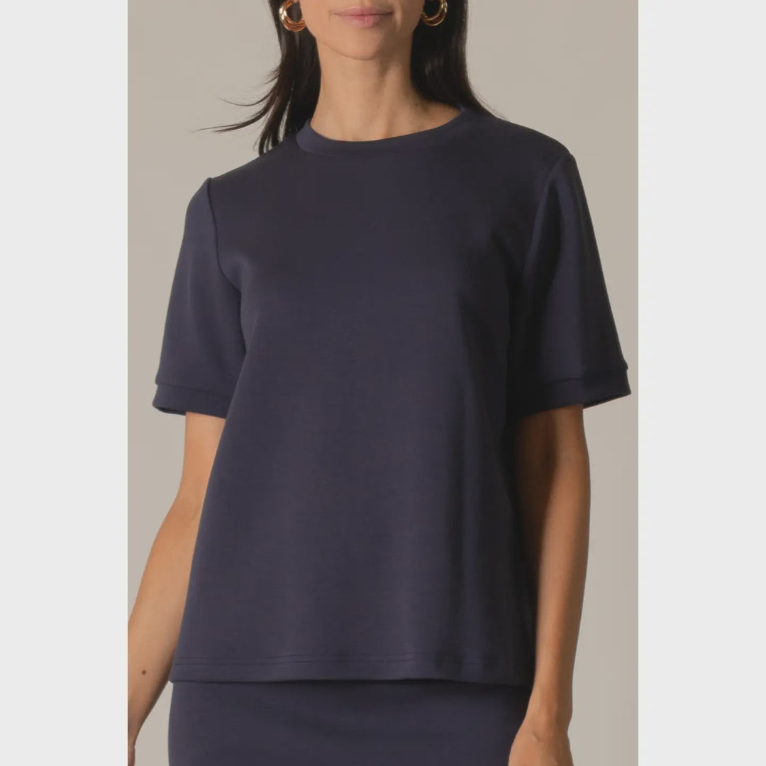 P. Cill Navy Butter Modal Round Neck Short Sleeve Tee
