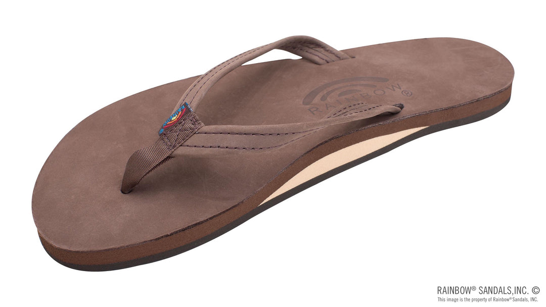 Single Layer PremierRainbow Sandals Ladies Leather with Arch Support and a 1/2" Narrow Strap- eXpresso