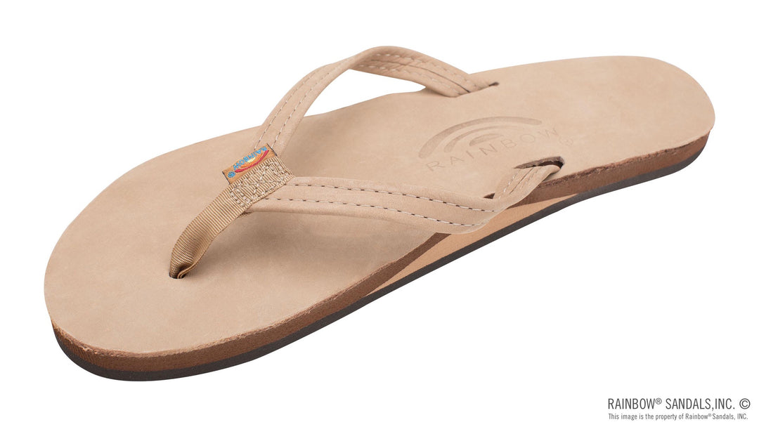 Rainbow Sandals Ladies Single Layer Premier Leather with Arch Support and a 1/2" Narrow Strap - Sierra Brown