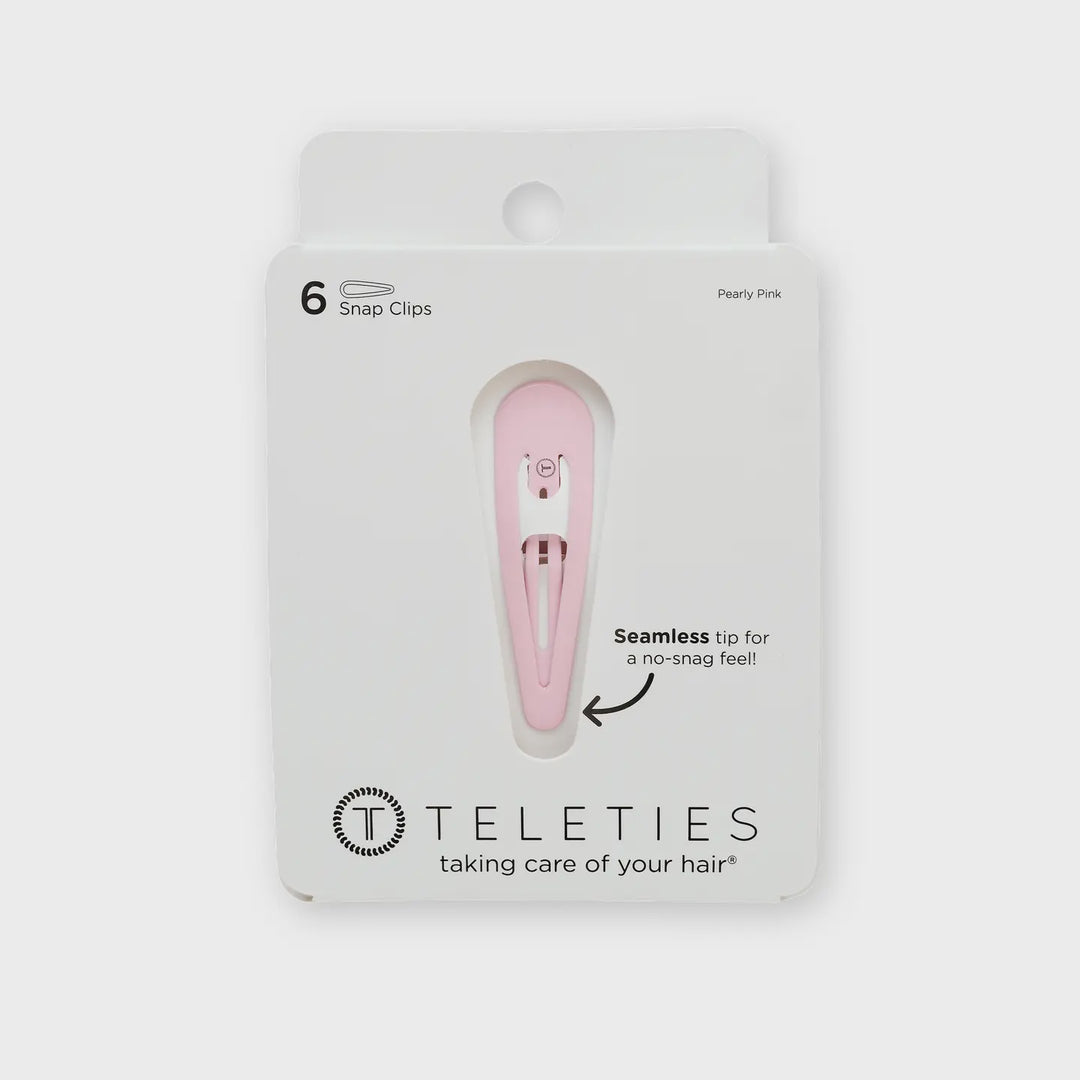 Teleties Pearly Pink Snap Clips - Pack of 6
