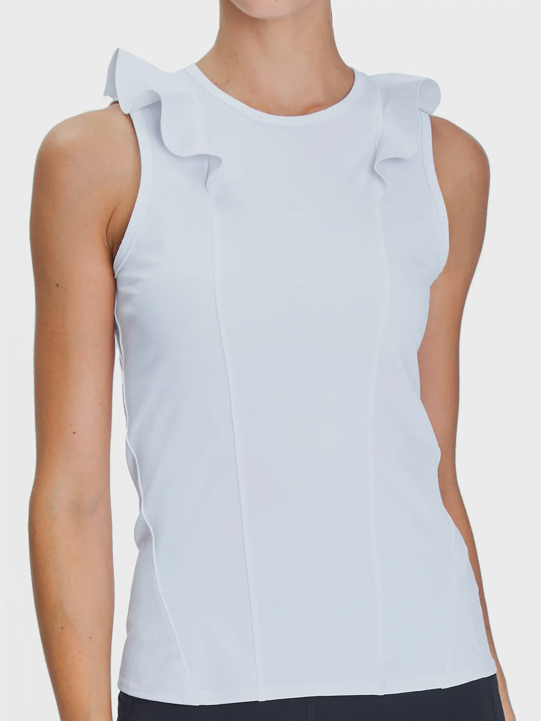 White Ruffle Sleeveless Top