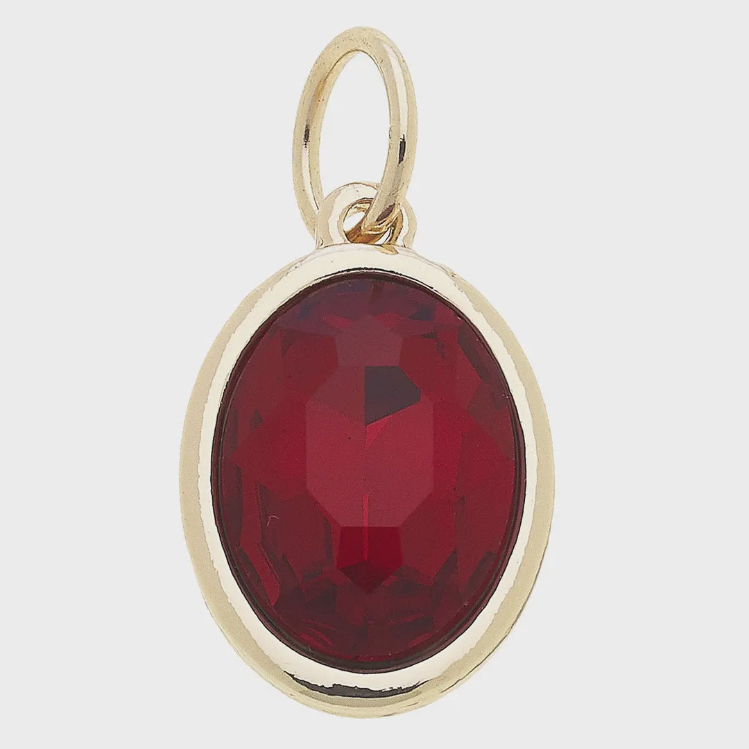 Canvas Glass Birthstone Charm - January/ Garnet