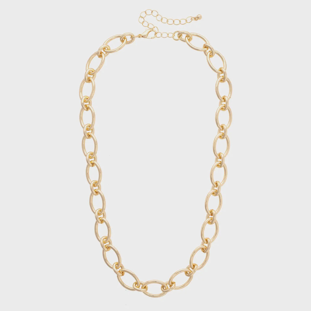 Canvas Style Connor Oval Linked Necklace in Shiny Gold
