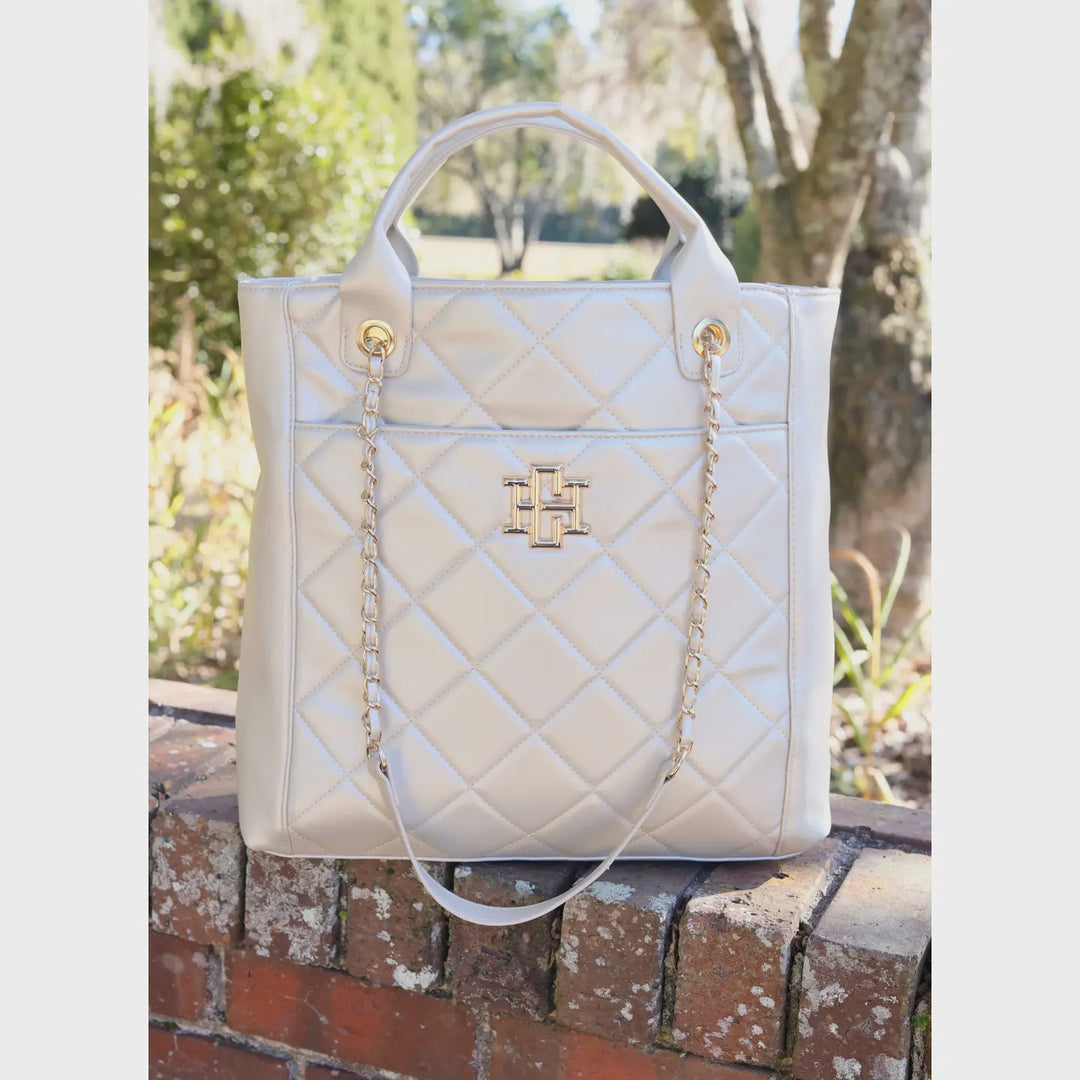 Caroline Hill Kinzley Tote Pearl Quilted Ld