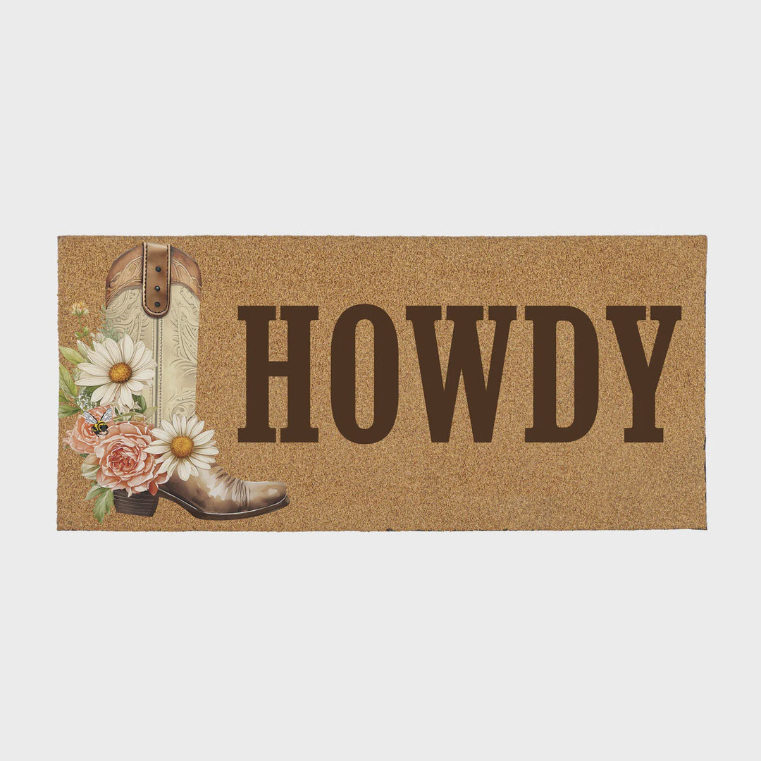 Evergreen Petal & Plow Floral Boots, Flocked Coir Sassafras Switch Mat