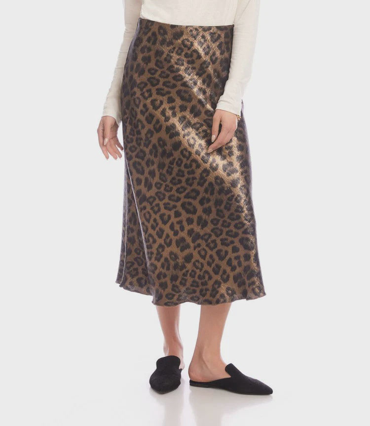 Karen Kane Leopard Bias Cut Midi Skirt