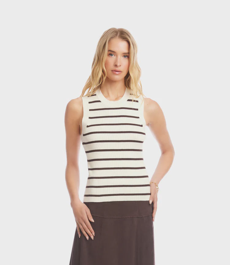 Karen Kane Cream Ribbed Stripe Sweater Tank