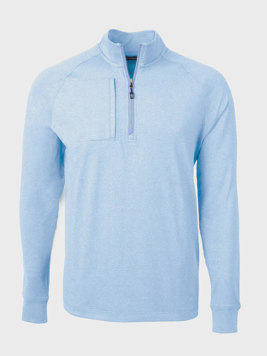 Cutter & Buck Adapt Eco Knit Heather Men's 1/4 Zip Pullover- Atlas Heather Blue
