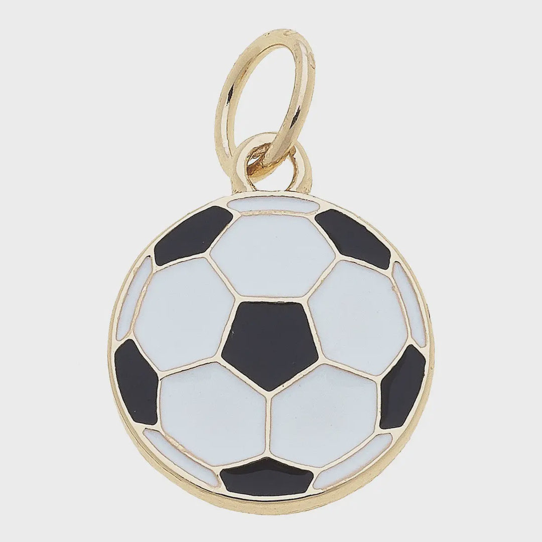 Canvas Soccer Ball Enamel Charm