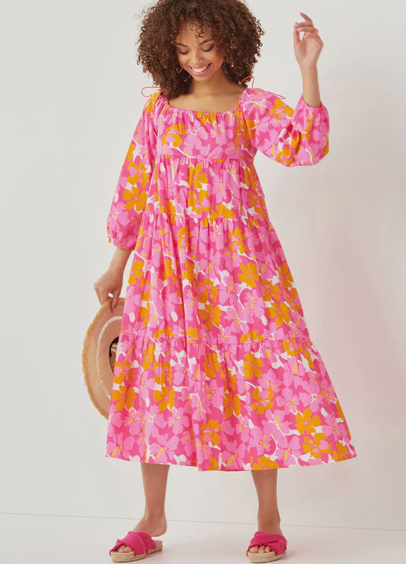 Charlie Paige Mystic Floral Cotton Flounce Midi Dress