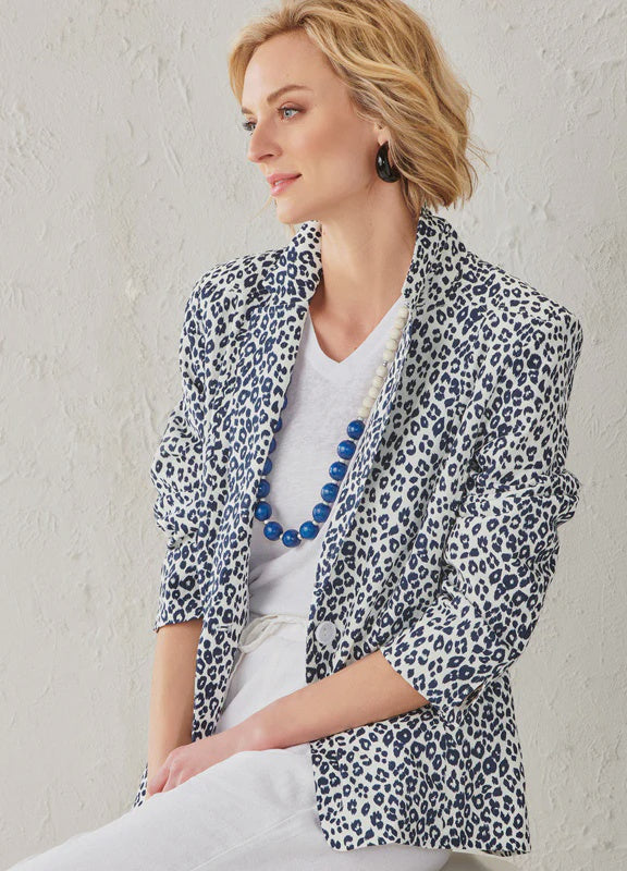 Charlie Paige Savannah Leopard Linen Blend Blazer