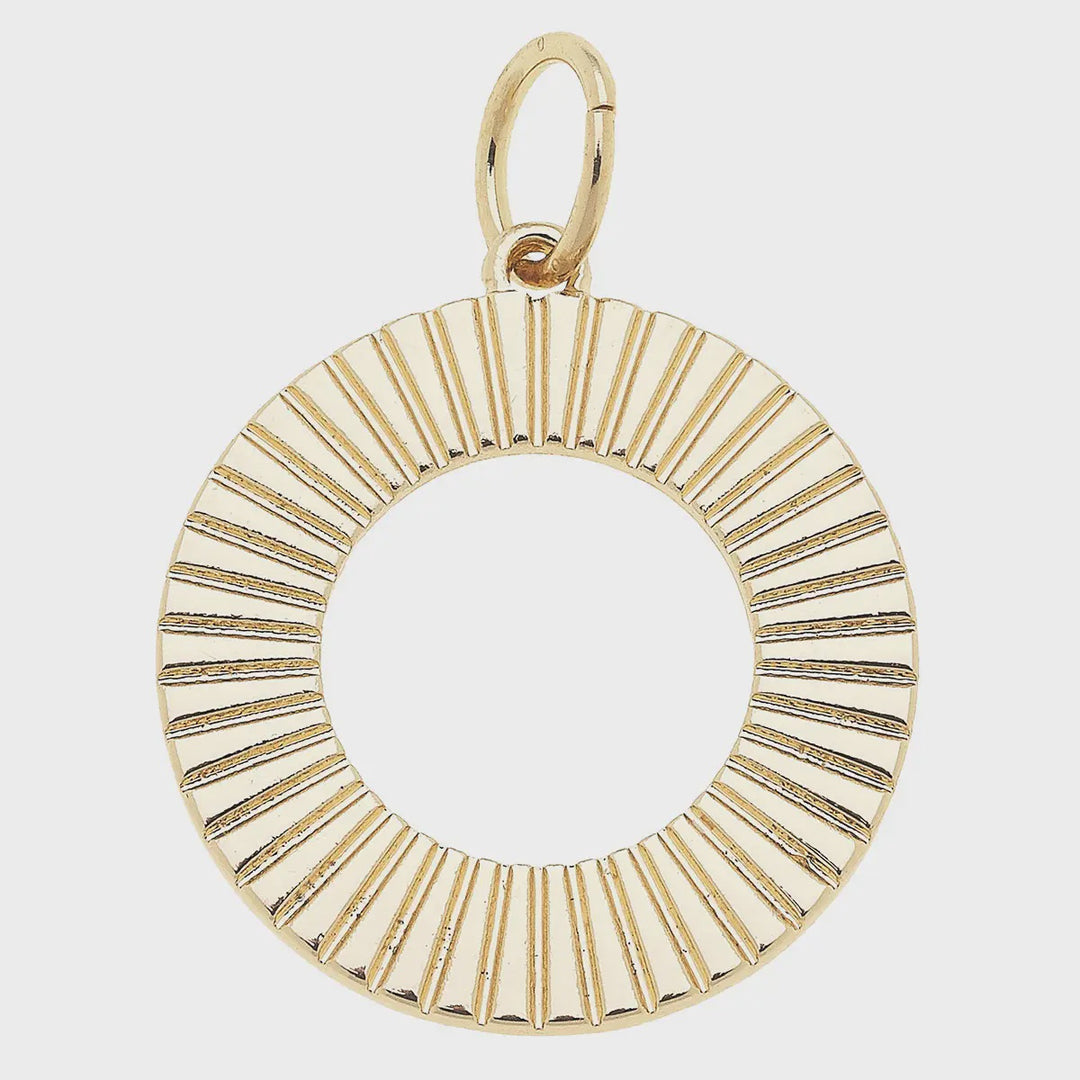 Canvas Fluted Metal Disc Charm in Shiny Gold