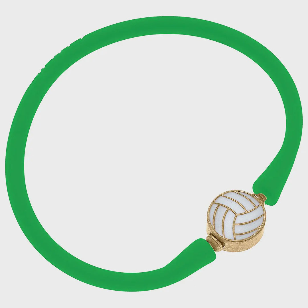 Canvas Enamel Volleyball Silicone Bali Bracelet - Green