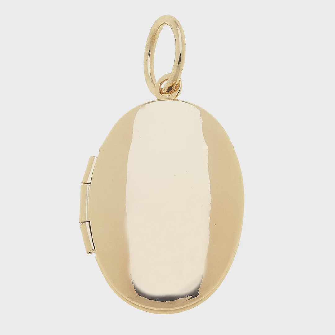 Canvas Oval Shaped Locket Charm in Shiny Gold
