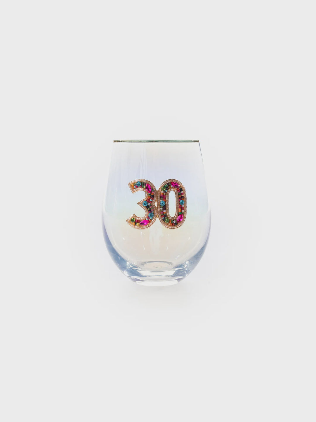 Mary Square Beaded 30th Birthday Stemless Glass