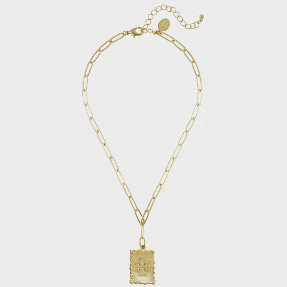 Susan Shaw  Jerusalem Cross Stamp Necklace