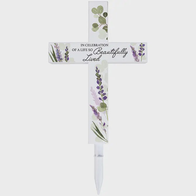In Celebration Memory Solar Cross Stake