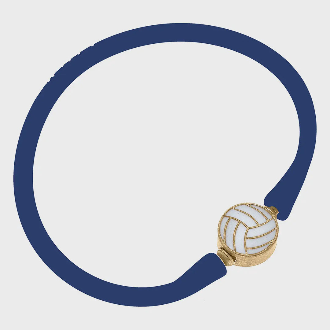 Canvas Enamel Volleyball Silicone Bali Bracelet - Royal Blue
