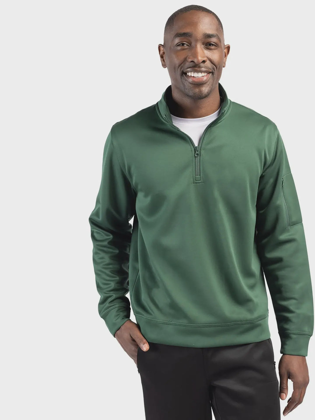 Cutter & Buck Clique Men's Lift Performance Quarter Zip- Bottle Green