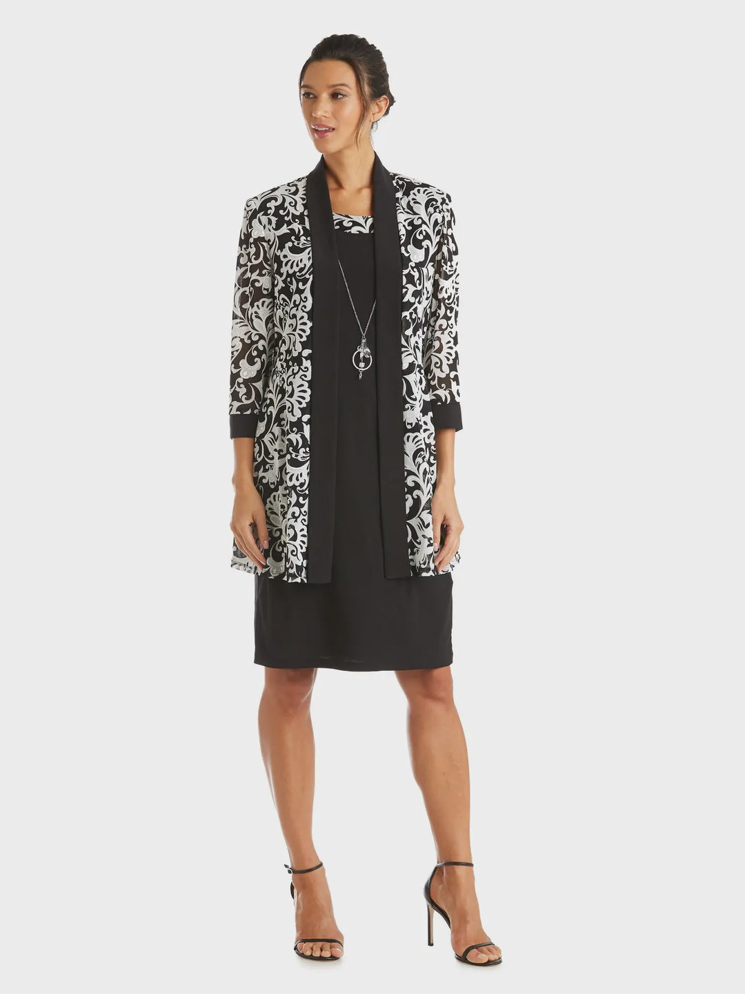 Formal Black & White Mother of the Bride/Groom Dress