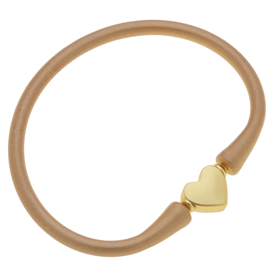 Canvas Bali 24K Gold Plated Heart Bead Silicone Bracelet - Gold